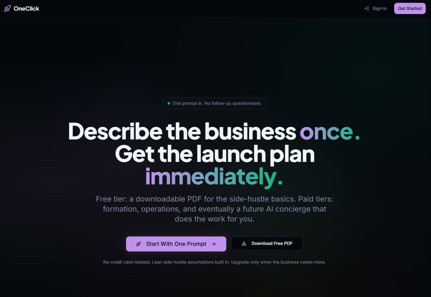 One Click Business application preview